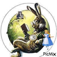 Alicia y el conejo анимирани ГИФ