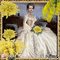 Vintage lady and flowers 🌹💐🍀 - GIF animé gratuit
