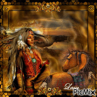 Ma créa Amérindienne et son cheval ♥♥♥ анимиран GIF