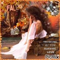 Thinking of You, sending Love. Woman, fall Animated GIF