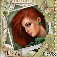 Redhead w Green Tones-RM-05-12-23 - Free animated GIF