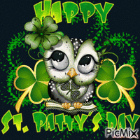 Snt. Patrick's day owl анимирани ГИФ