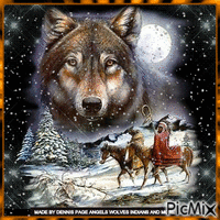 WOLF WITH NATIVES - GIF animate gratis