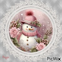 snowman in pink - Bezmaksas animēts GIF