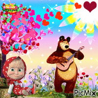 Love Day with Masha and the bear - GIF animado gratis