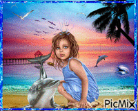 jugando con el delfin - Δωρεάν κινούμενο GIF