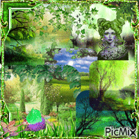 collage green nature GIF animé