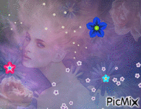 woman with flowers 动画 GIF