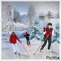 Esquiando... - Безплатен анимиран GIF