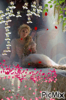 amour sous les pétales de roses GIF animata
