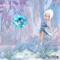 зимняя лесная фея animált GIF