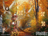 Fairies and elfs making the last work before winter animeret GIF