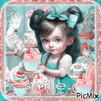 Children girl cupcake - GIF animé gratuit