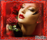 Portrait Woman Colors Deco Glitter Glamour Happy Valentine's Day Red Flowers GIF animé