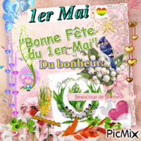 1er Mai - Muguet . Bonne Fête du 1er Mai - Bonheur - Безплатен анимиран GIF