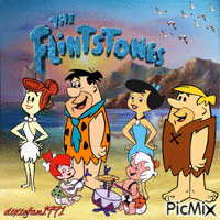The Flintstones and Rubbles on the beach