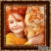 petite princesse et son chat - Free animated GIF