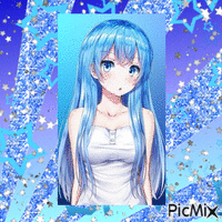 Blue Girl Kawaii 动画 GIF