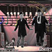 Contest:  Laurel and Hardy dancing анимированный гифка