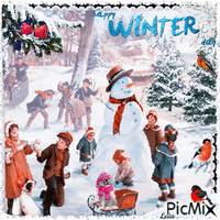 Happy Winter day. Children playing Animiertes GIF