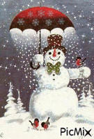 Umbrella/Snowman GIF animado