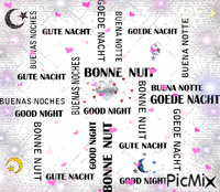 Bonne nuit multilingue - GIF animé gratuit