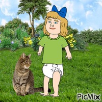 Baby with cat animasyonlu GIF