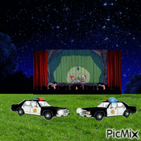 Police guarding Pebbles and Bamm-Bamm (and fans) animovaný GIF