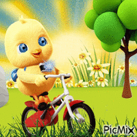 kuře na kole GIF animata