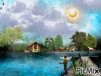Le pêcheur - GIF animado grátis