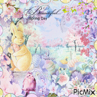 Pastel Bunny. Beautiful Spring Day - GIF animé gratuit