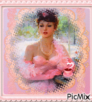 Femme en rose - GIF animado grátis