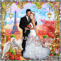 Bride and groom in Paris