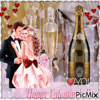 Champagner zum Valentinstag - Darmowy animowany GIF