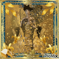 Woman with golden dress - Free animated GIF