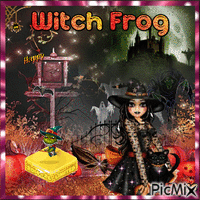 witch frog animēts GIF