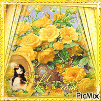 Flowers vase rose yellow