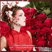 A Mulher e as Rosas animált GIF