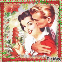 Christmas couple love vintage - Ücretsiz animasyonlu GIF