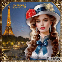 Vintage woman in Paris - GIF animé gratuit