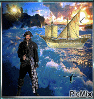 Navegando con el pirata - GIF animado gratis