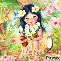 Summer Hawaii girl children - GIF animé gratuit