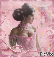 Portrait de femme en rose