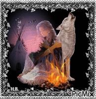 Melinda and the wolf. Animated GIF