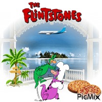 Flintstone Beach House animerad GIF
