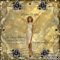 Whitney Houston - Gold and black tones - Kostenlose animierte GIFs