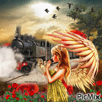 Angels-flowers-train geanimeerde GIF
