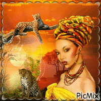 Beauté africaine et  léopard