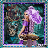Steampunk in Teal, Purple Animated GIF