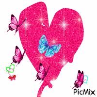 Cœur papillon - GIF animado gratis